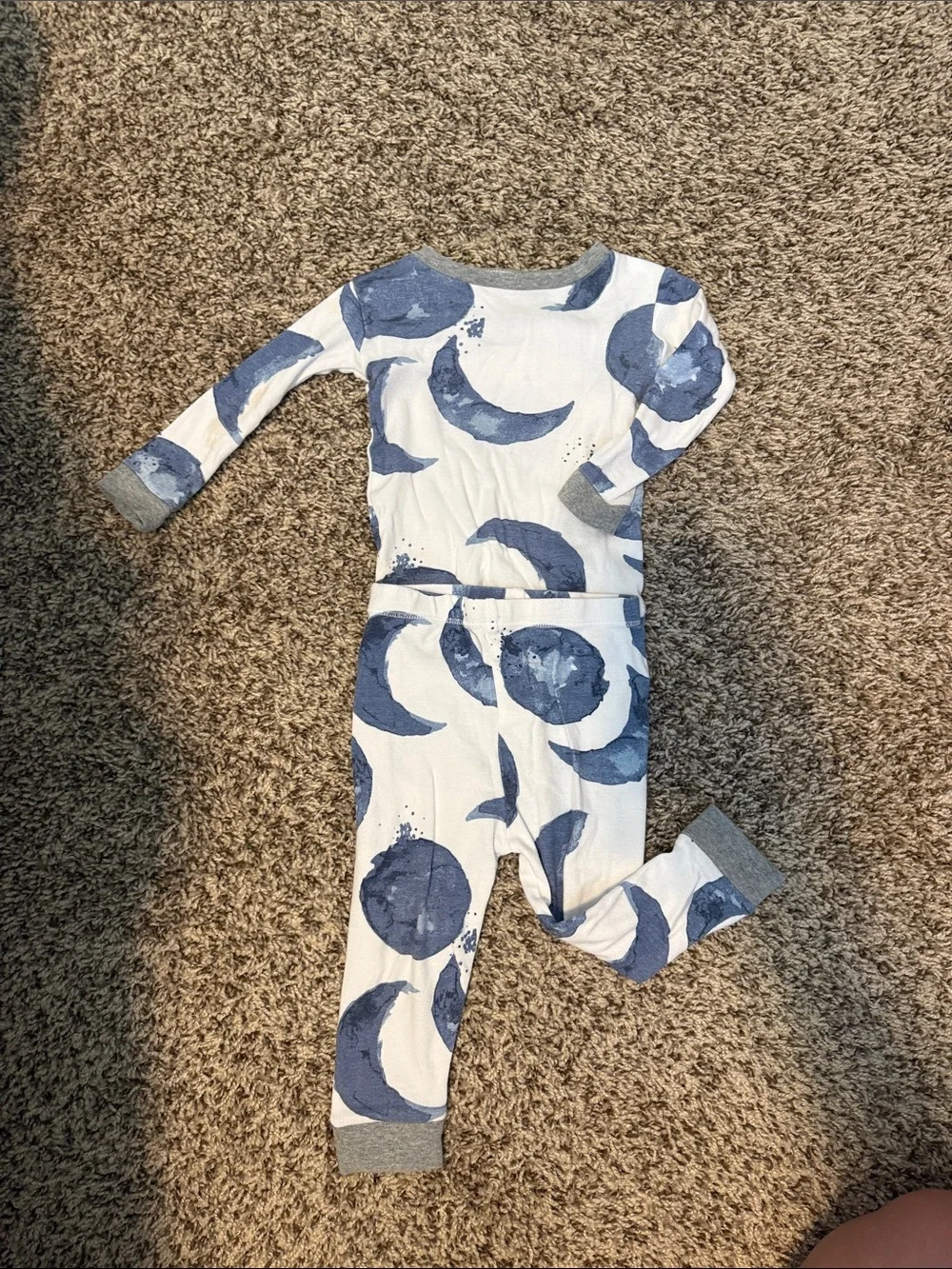 Burt's Bees White Pajama Set with Blue Moon Print